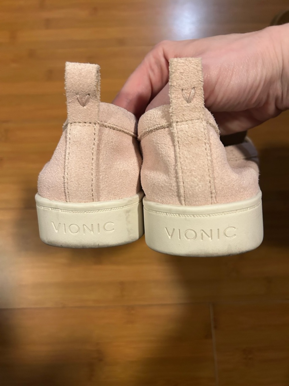 Vionic Pale Pink Suede Penny Loafers - Picture 2 of 6